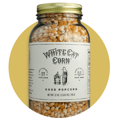White Cat Corn - Popcorn Jar